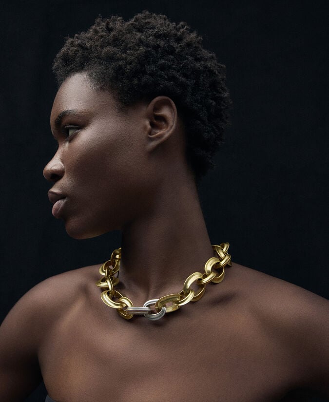 Adolfo Dominguez Collar Eslabones Metálicos Bicolor Mujer