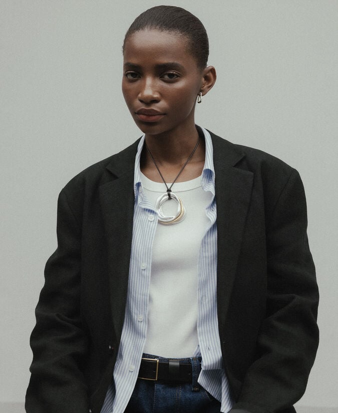 Adolfo Dominguez Collar Pieza Circular Bicolor Mujer