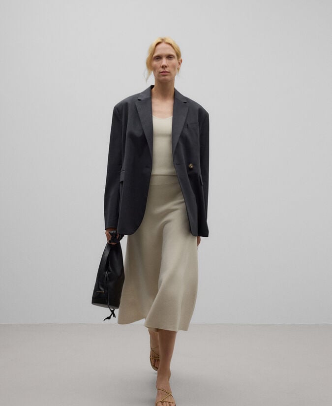 Adolfo dominguez Falda midi evasé nailon reciclado mujer