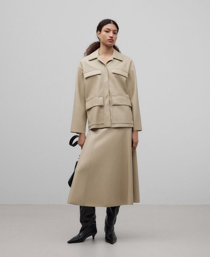 Adolfo dominguez Falda midi Piel No Piel beis mujer