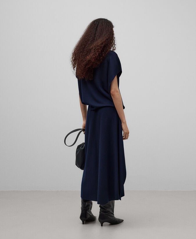 Adolfo Dominguez Falda Punto Goma Lana Merino Mujer