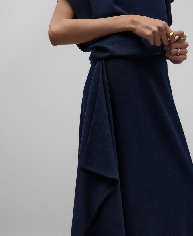 Adolfo Dominguez Falda Punto Goma Lana Merino Mujer