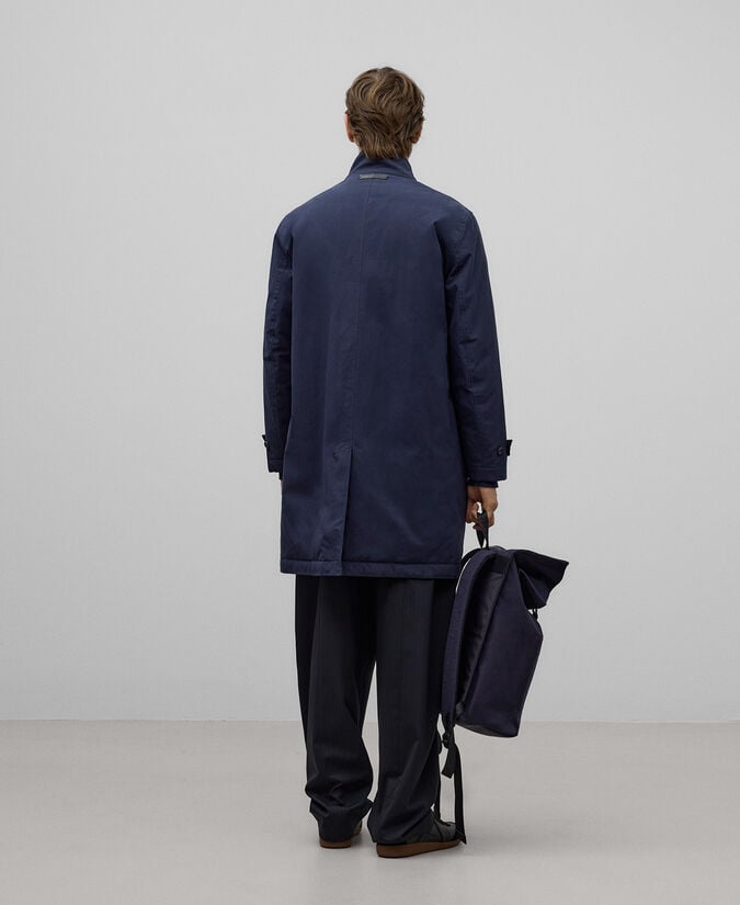 Adolfo Dominguez Gabardina Cuello Tira Azul Marino Hombre