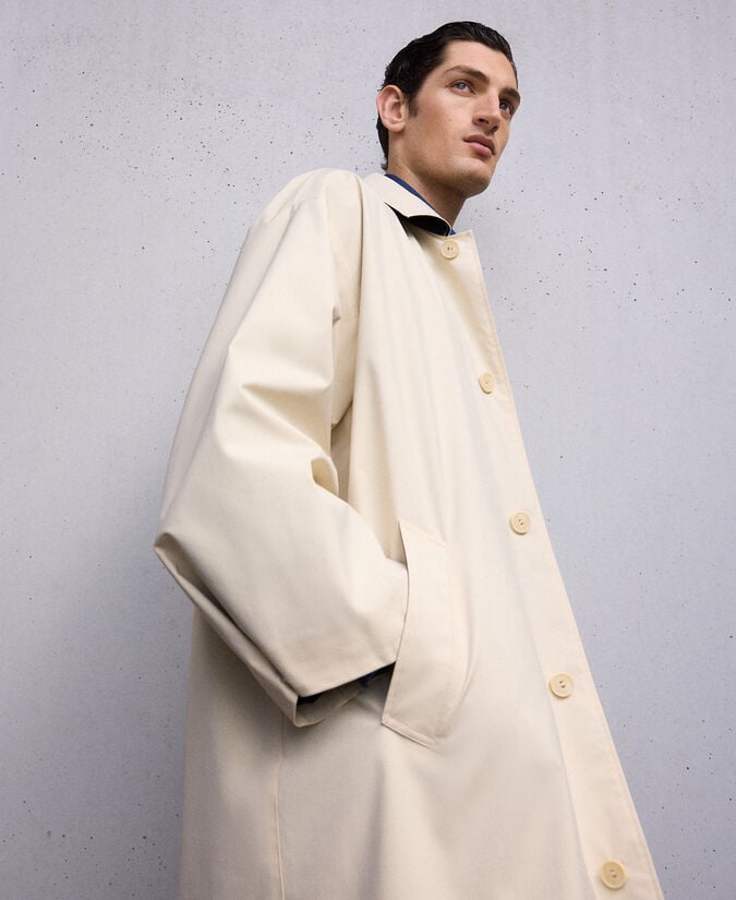 Adolfo Dominguez Gabardina Larga Cuello Solapa Hombre