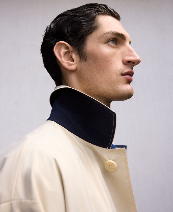 Adolfo Dominguez Gabardina Larga Cuello Solapa Hombre