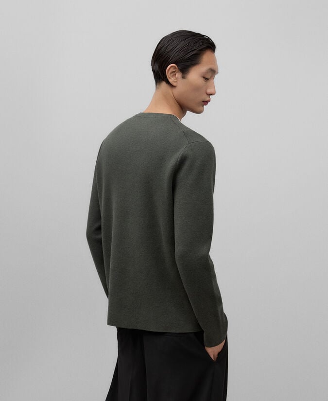 Adolfo Dominguez Jersey Algodón Lana Verde Gris Hombre