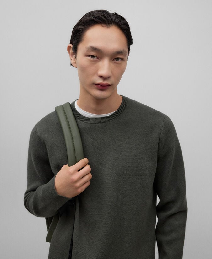 Adolfo Dominguez Jersey Algodón Lana Verde Gris Hombre