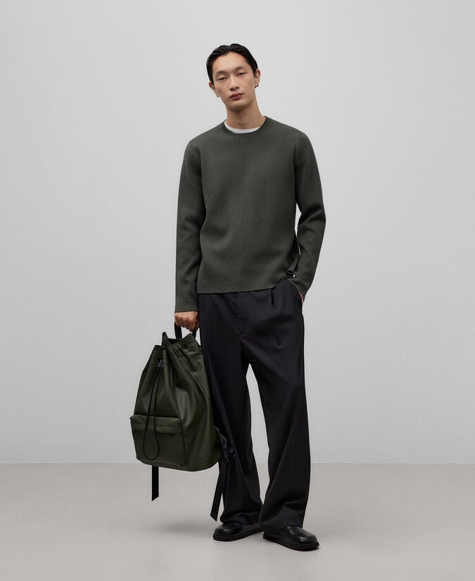 Adolfo dominguez Jersey algodón lana verde gris hombre