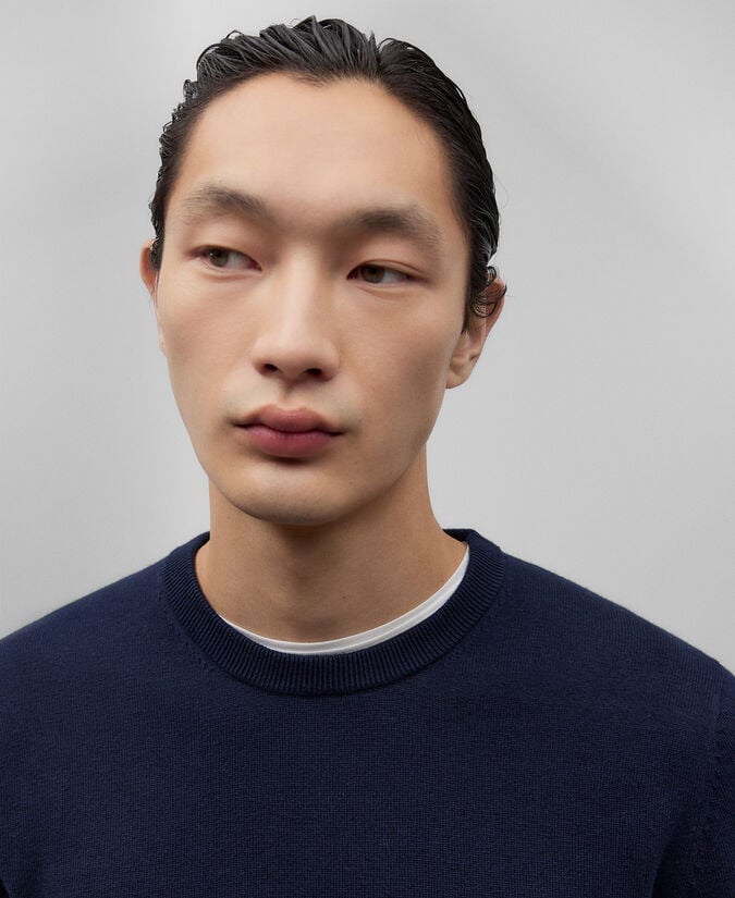 Adolfo Dominguez Jersey Cuello Caja Algodón Lana Hombre