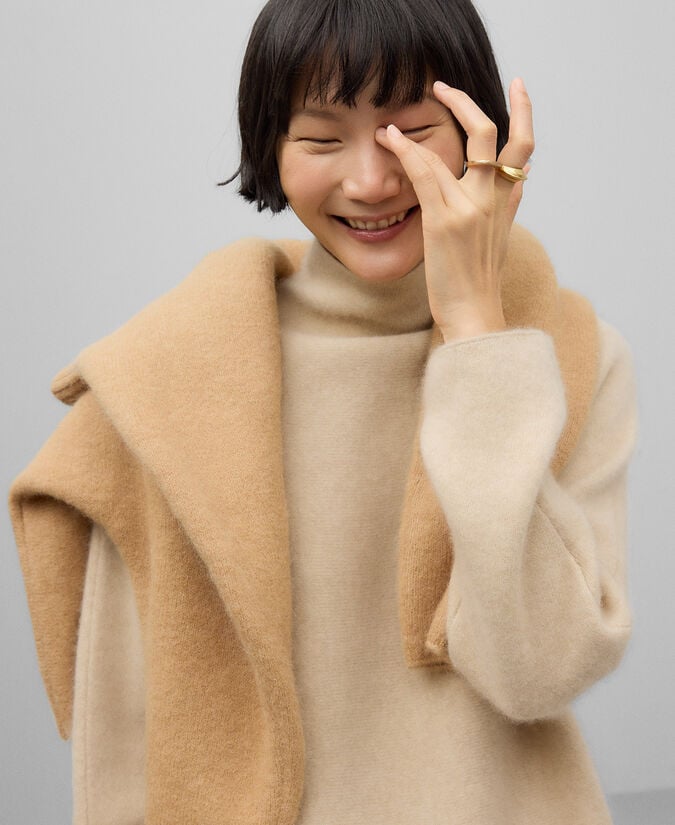 Adolfo Dominguez Jersey Cuello Chimenea Cashmere Mujer