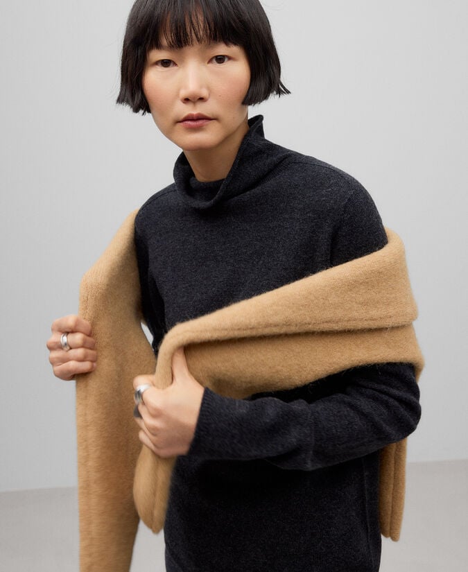 Adolfo Dominguez Jersey Cuello Chimenea Lana Merino Mujer