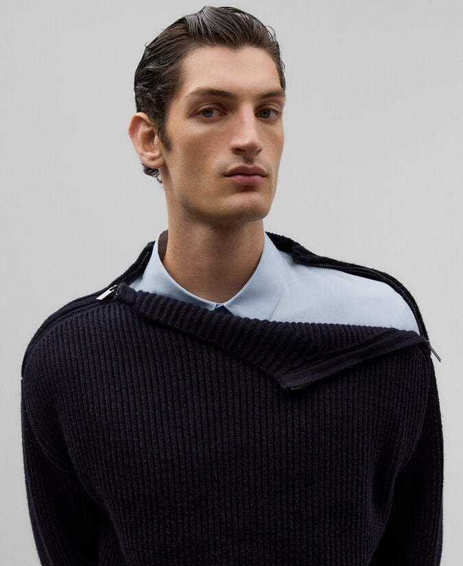 Adolfo Dominguez Jersey Cuello Perkins Cremalleras Hombre