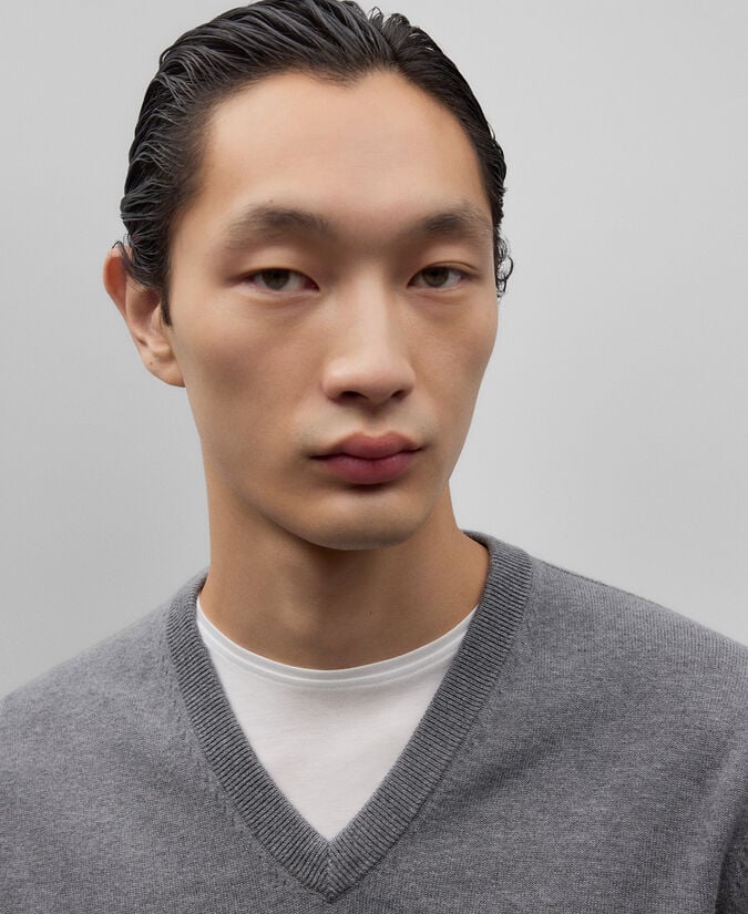 Adolfo Dominguez Jersey Cuello Pico Algodón Lana Hombre