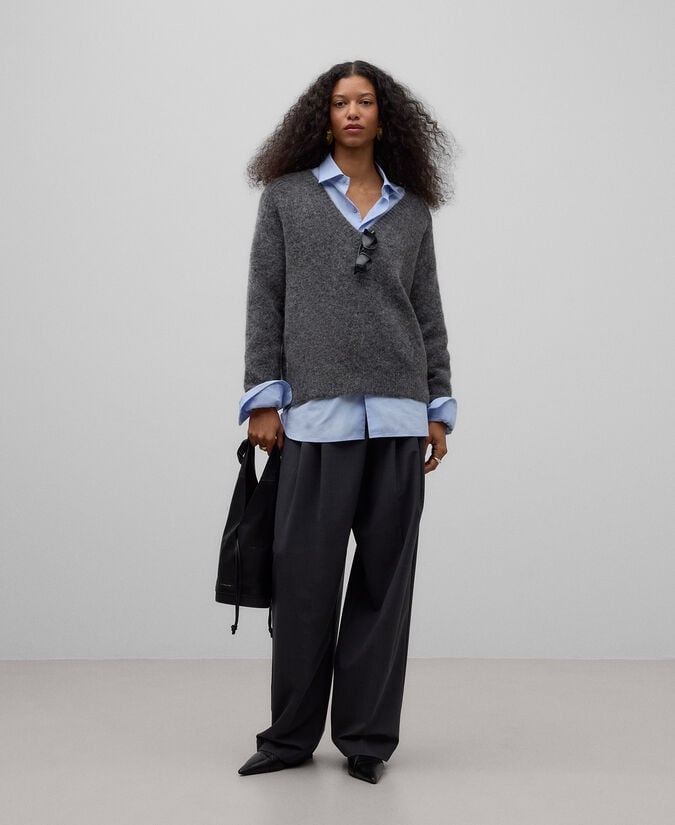 Adolfo dominguez Jersey cuello pico con alpaca mujer