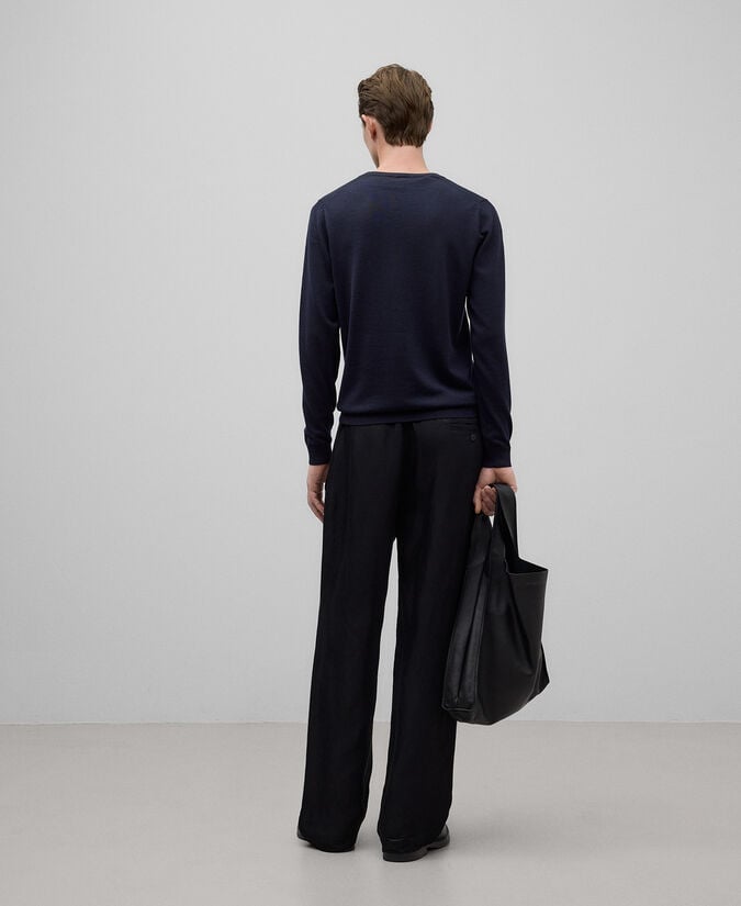 Adolfo Dominguez Jersey Cuello Pico Lana Merino Hombre