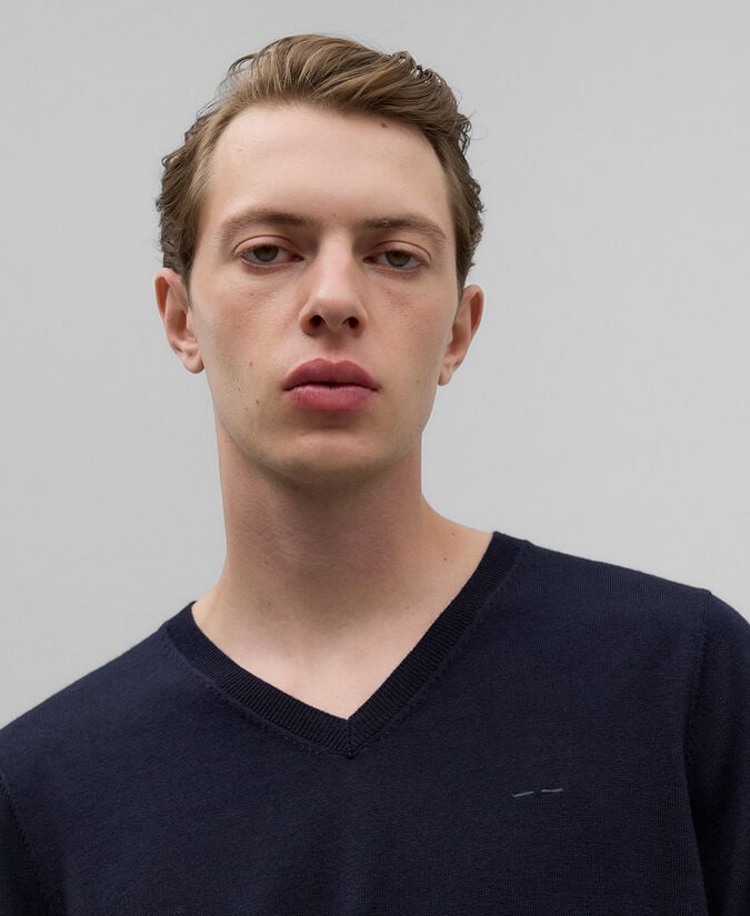 Adolfo Dominguez Jersey Cuello Pico Lana Merino Hombre