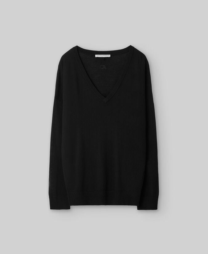 Adolfo Dominguez Jersey Cuello Pico Lana Merino Mujer