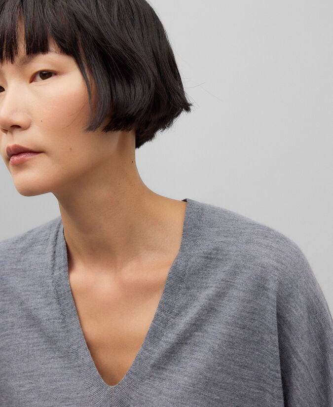 Adolfo Dominguez Jersey Cuello Pico Lana Merino Mujer