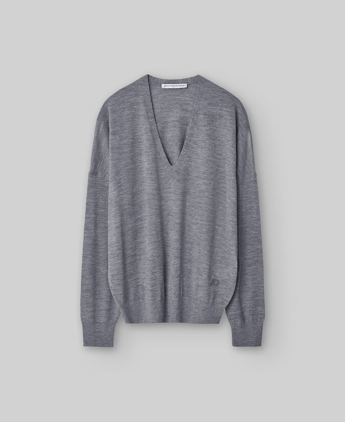 Adolfo Dominguez Jersey Cuello Pico Lana Merino Mujer