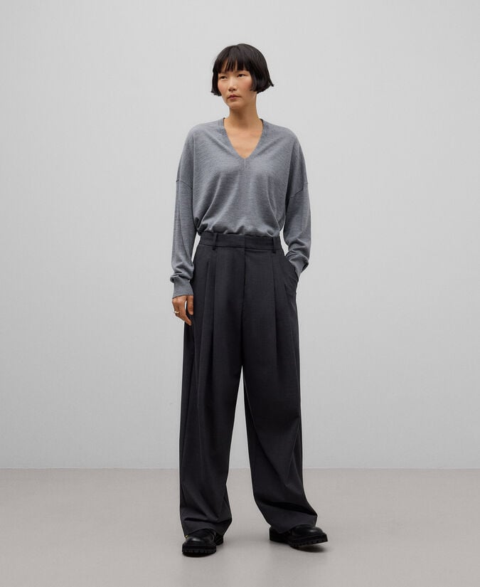 Adolfo dominguez Jersey cuello pico lana merino mujer