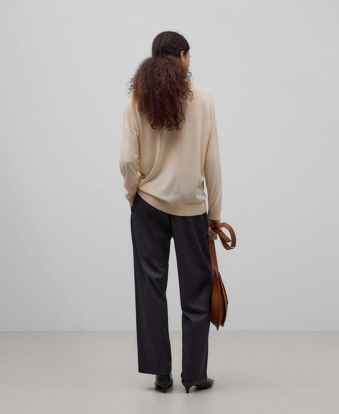 Adolfo Dominguez Jersey Cuello Pico Lana Merino Mujer