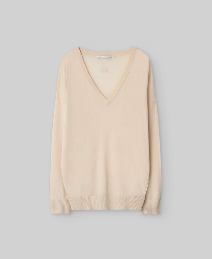 Adolfo Dominguez Jersey Cuello Pico Lana Merino Mujer