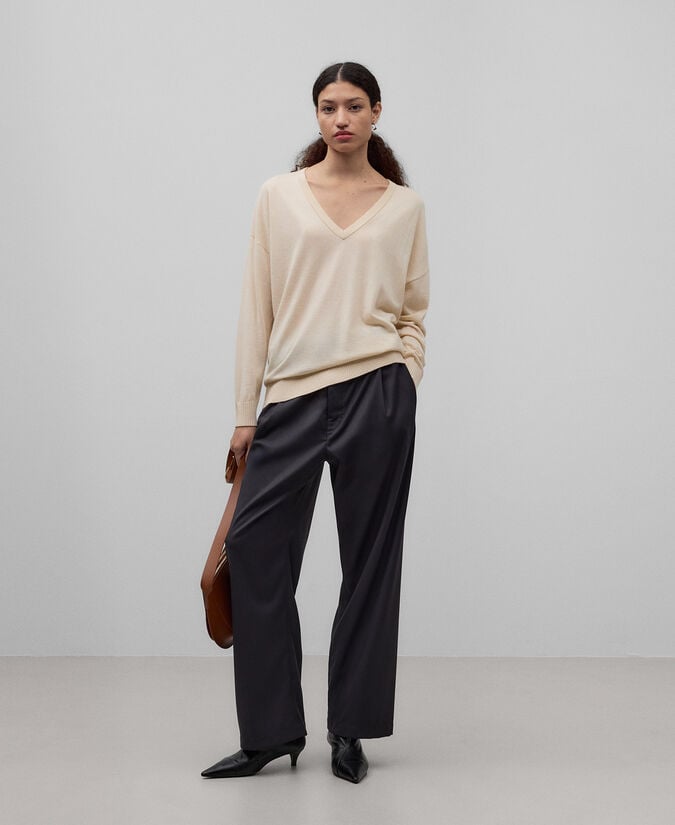 Adolfo dominguez Jersey cuello pico lana merino mujer