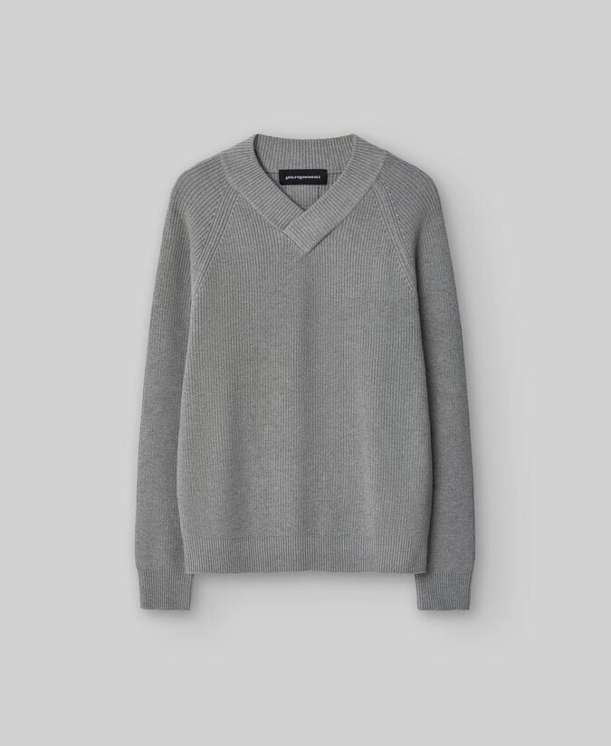 Adolfo Dominguez Jersey Cuello Pico Montado Gris Hombre