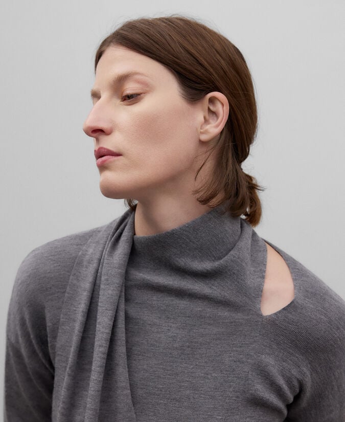 Adolfo Dominguez Jersey Lana Merino Con Bufanda Mujer