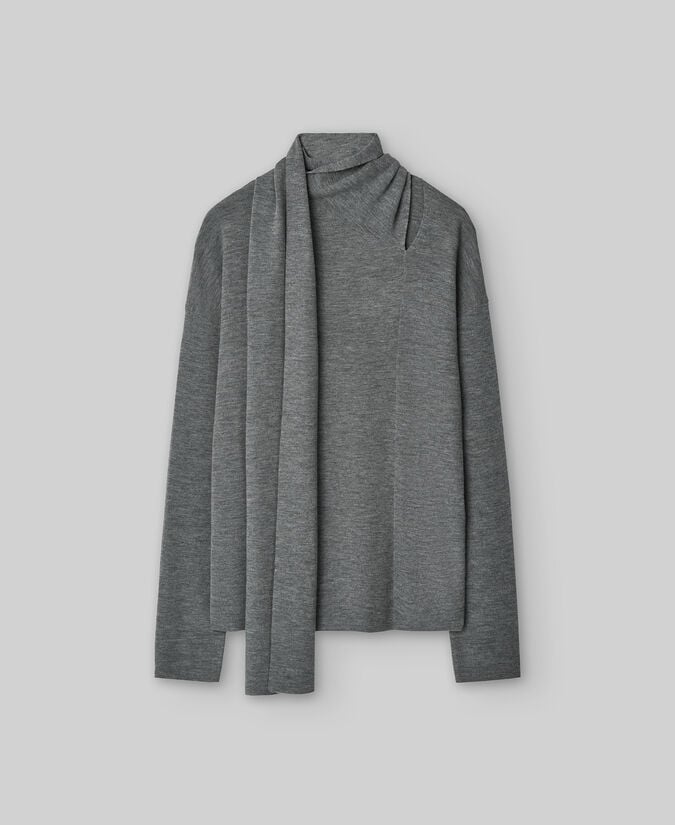 Adolfo Dominguez Jersey Lana Merino Con Bufanda Mujer