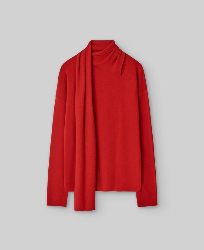 Adolfo Dominguez Jersey Lana Merino Con Bufanda Mujer