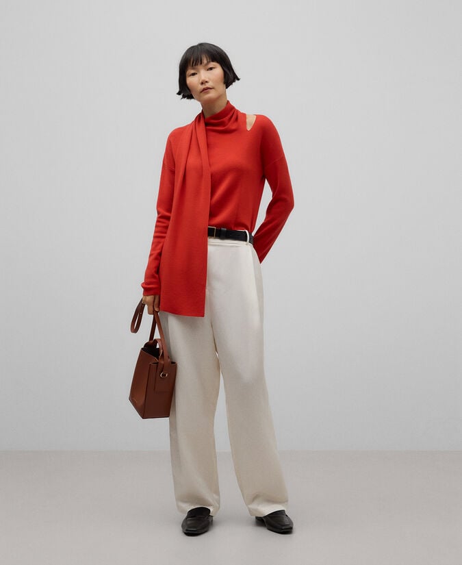 Adolfo dominguez Jersey lana merino con bufanda mujer