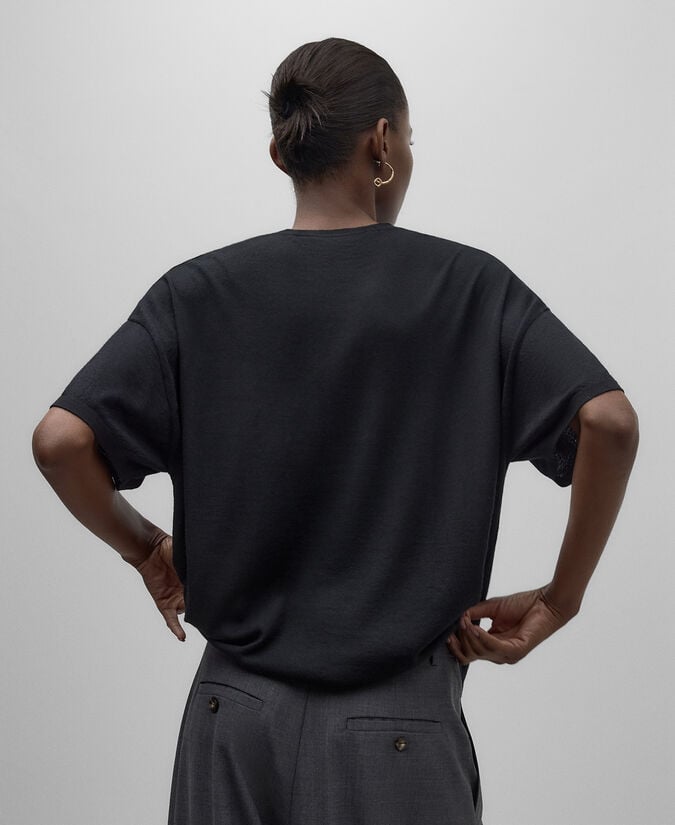 Adolfo Dominguez Jersey Manga Corta Lana Merino Mujer