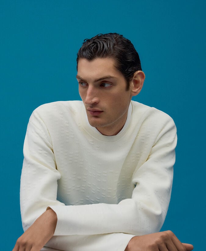 Adolfo Dominguez Jersey Punto Estructura Crudo Hombre