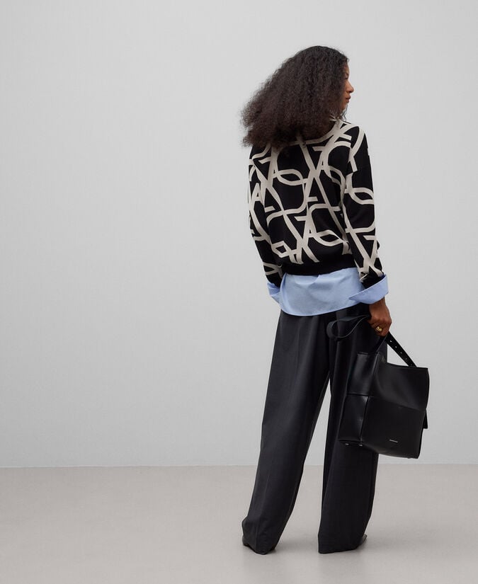 Adolfo Dominguez Jersey Punto Jacquard Maxi Logo Mujer