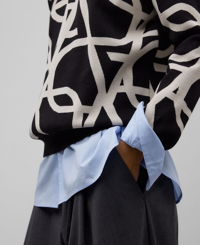 Adolfo Dominguez Jersey Punto Jacquard Maxi Logo Mujer