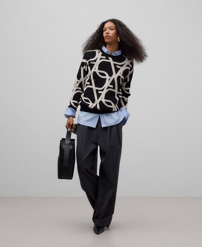 Adolfo dominguez Jersey punto jacquard maxi logo mujer