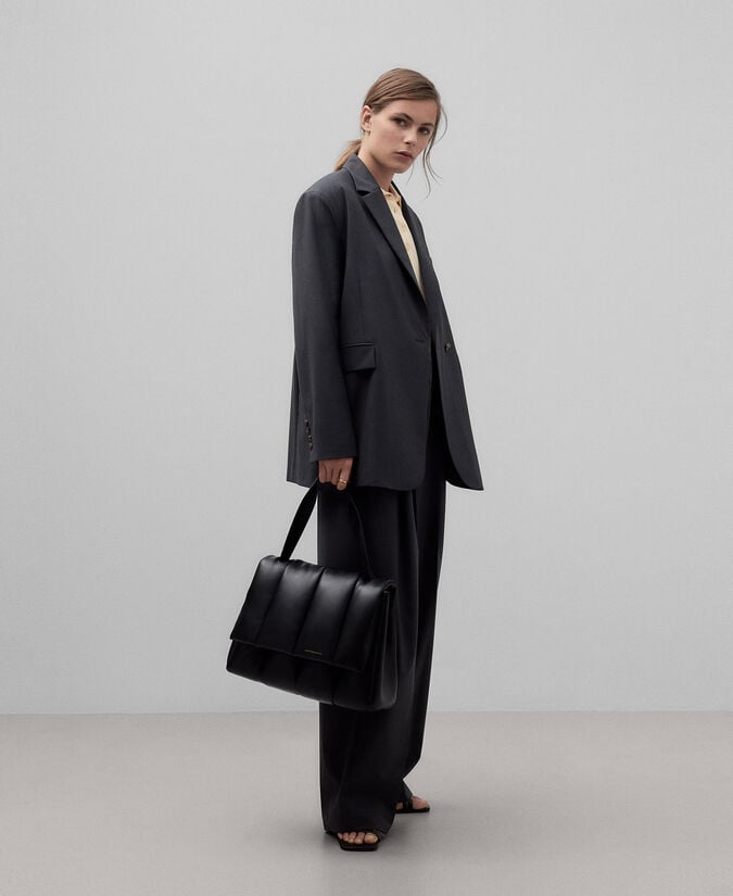 Adolfo Dominguez Maxi Bolso Acolchado Piel No Piel Mujer