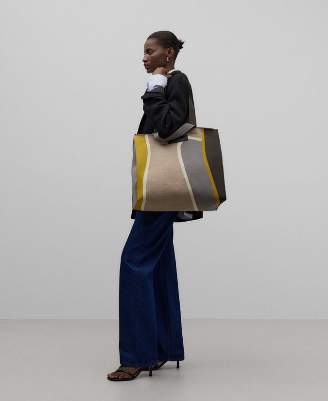 Adolfo Dominguez Maxi Shopper En Punto Estampado Mujer