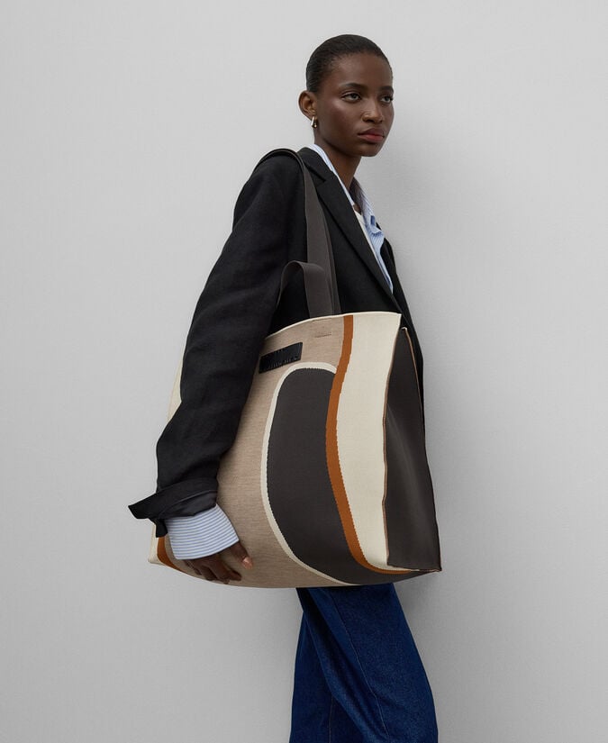 Adolfo Dominguez Maxi Shopper En Punto Estampado Mujer