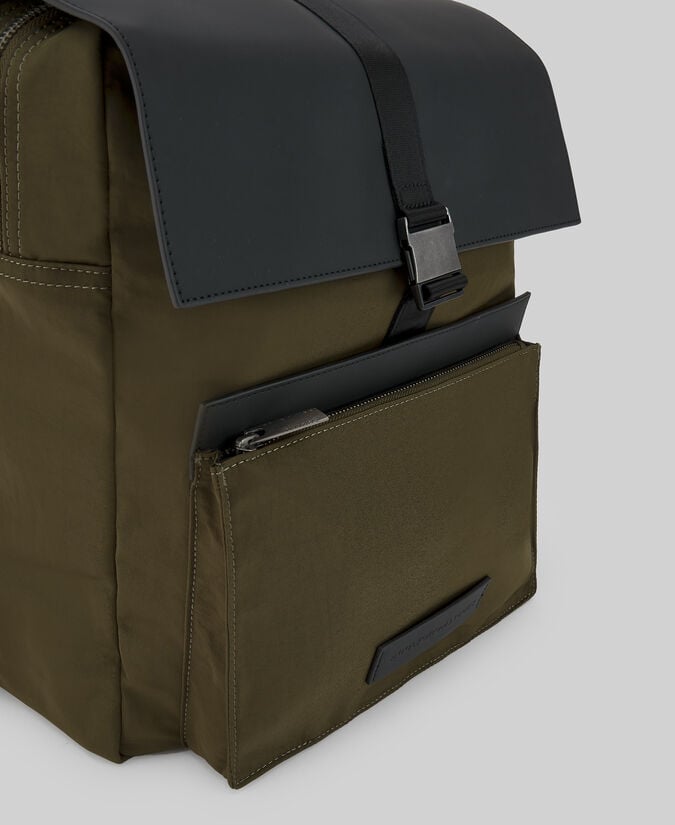 Adolfo Dominguez Mochila Nailon Negro Y Verde Hombre