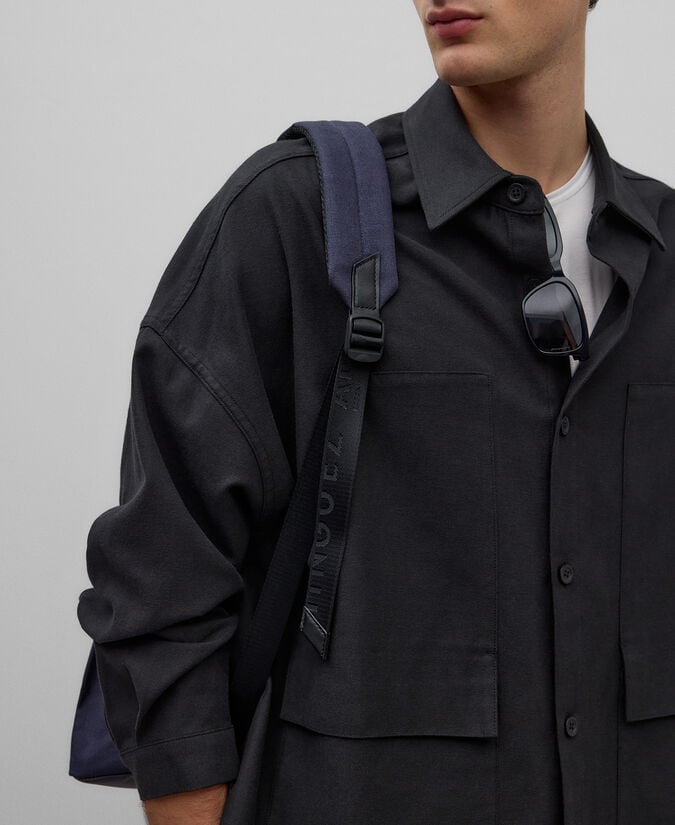 Adolfo Dominguez Mochila Rectangular Azul Marino Hombre