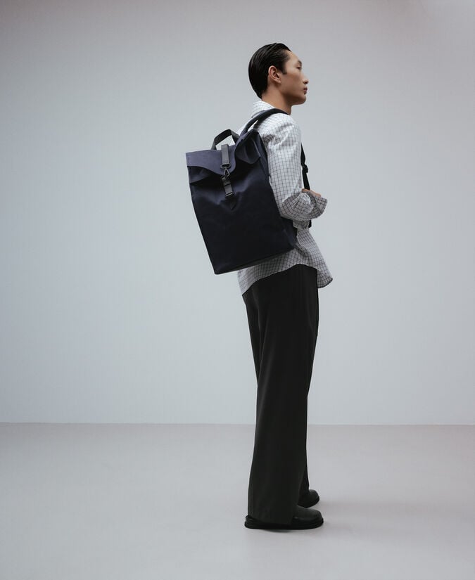 Adolfo Dominguez Mochila Rectangular Azul Marino Hombre