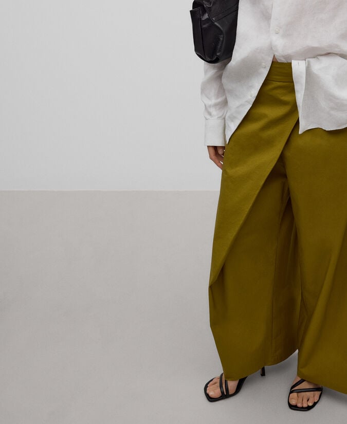 Adolfo Dominguez Pantalón Algodón Delantero Cruzado Mujer