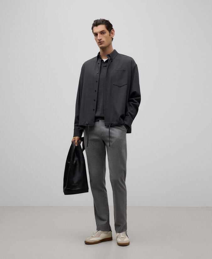 Adolfo dominguez Pantalón algodón gris melange hombre