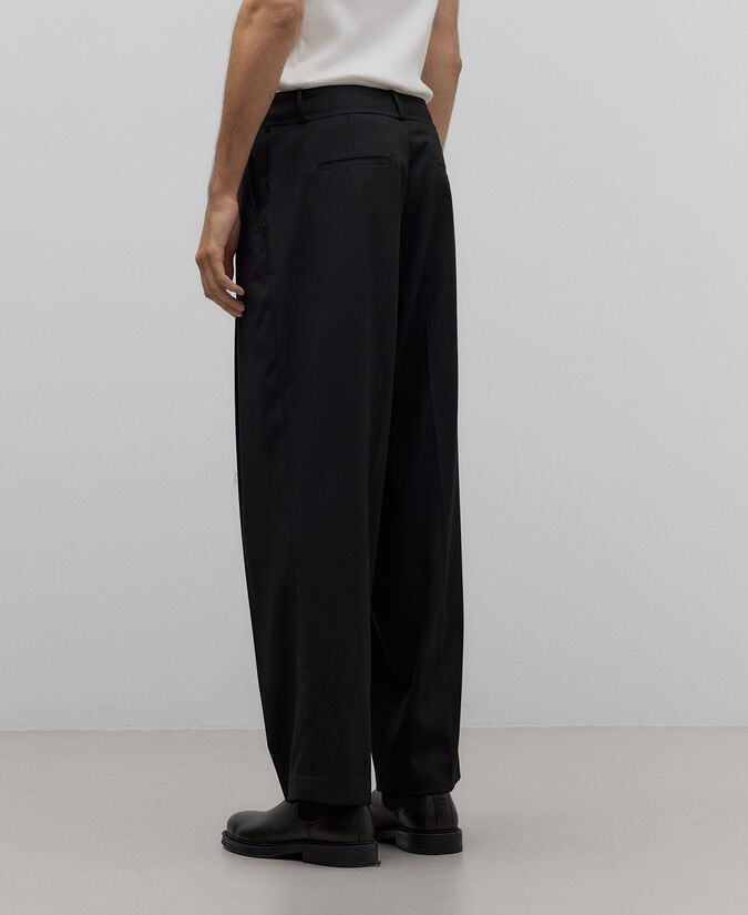 Adolfo Dominguez Pantalón Ancho Pliegues Negro Hombre