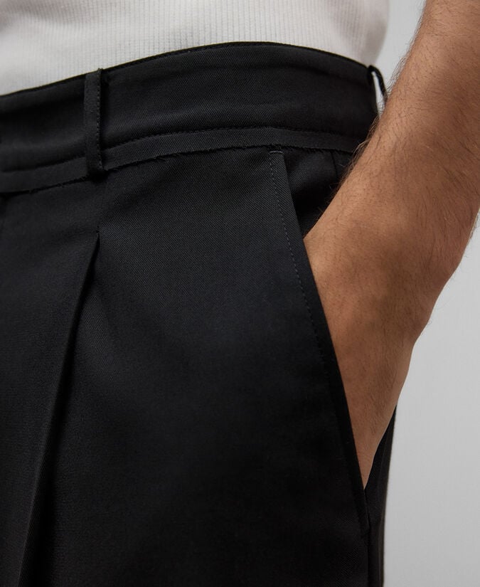 Adolfo Dominguez Pantalón Ancho Pliegues Negro Hombre