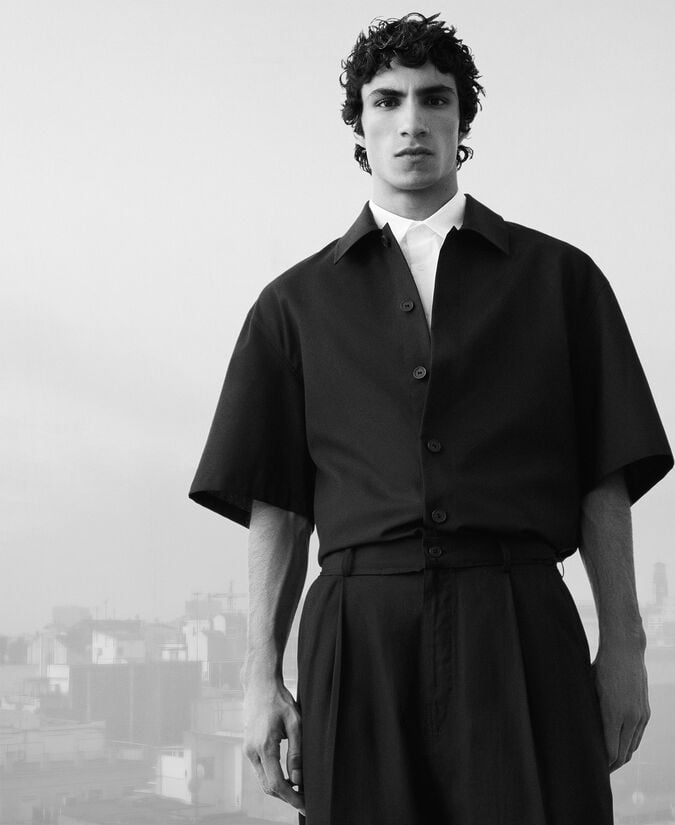 Adolfo dominguez Pantalón ancho pliegues negro hombre