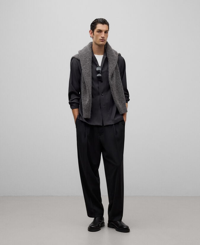 Adolfo dominguez Pantalón ancho pliegues negro hombre
