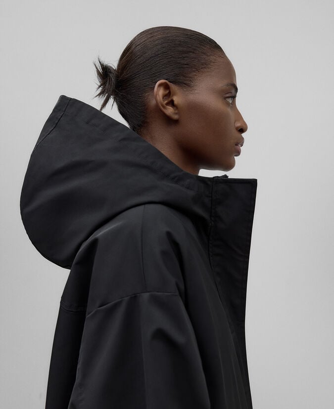 Adolfo Dominguez Parka Larga Con Capucha Nailon Mujer